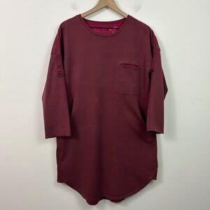 Gudrun Sjoden Organic Cotton Tunic Top Dress Pockets Burgundy Size Medium